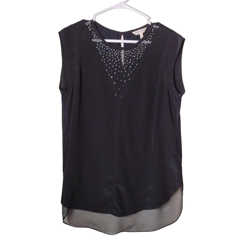 Rebecca Taylor Top Womens 6 Silk Sleeveless Gemstone Keyhole Back Dual Sided